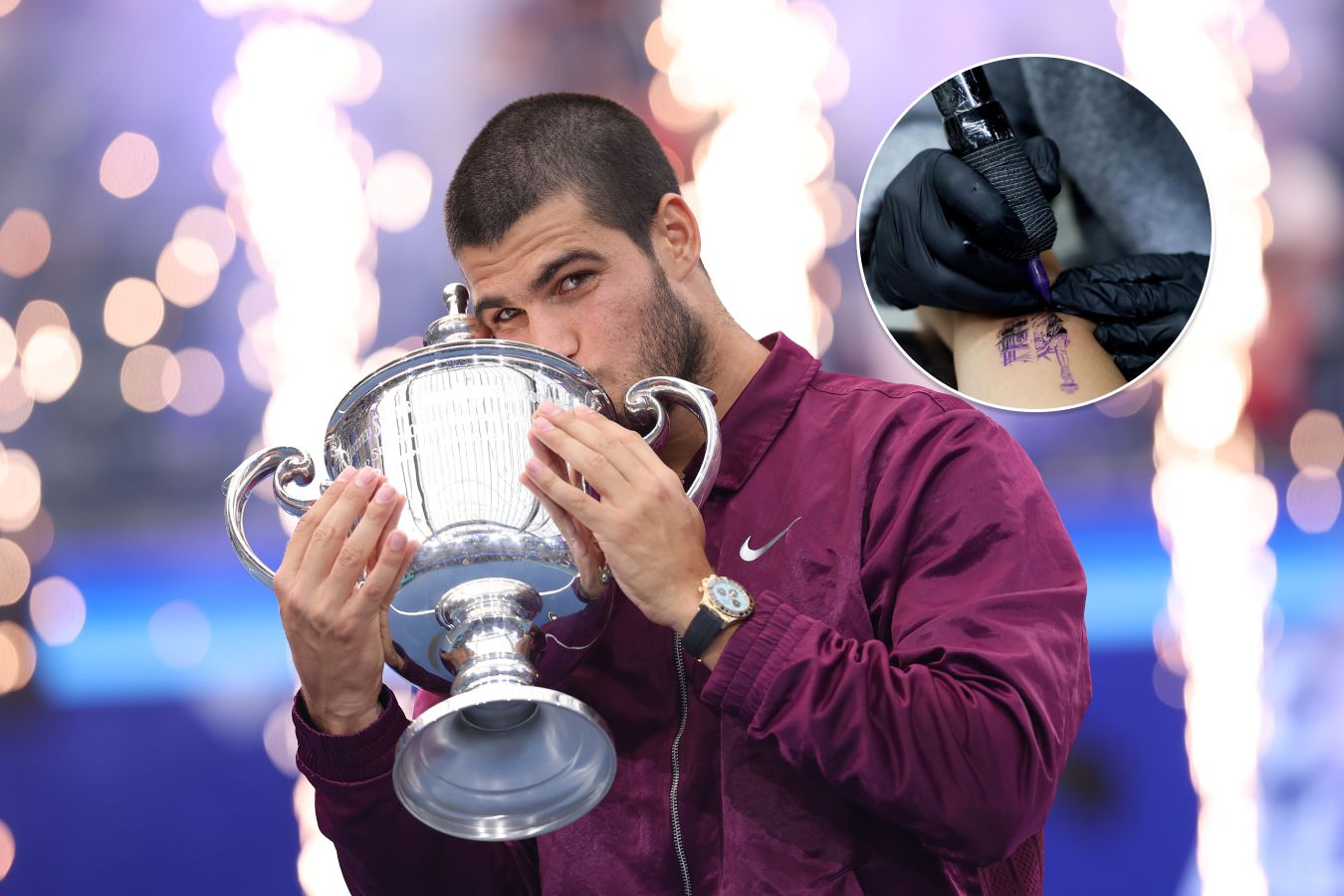 Карлос Алькарас набил татуировку Статуи Свободы